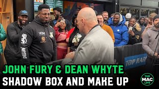 John Fury and Dean Whyte shadow box with crowd cheering and squash the beef [upl. by Leonora]