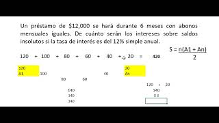 INTERES SIMPLE CALCULO SOBRE SALDOS INSOLUTOS [upl. by Muirhead]