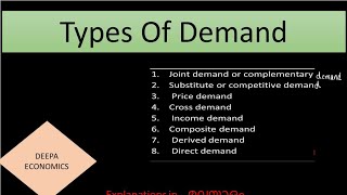 Types of demand Joint or complementary demand Substitute demand Composite demand malayalam [upl. by Aleece853]