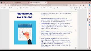 Provisional tax summary  TAX3761 Webinar coming up [upl. by Kciv]