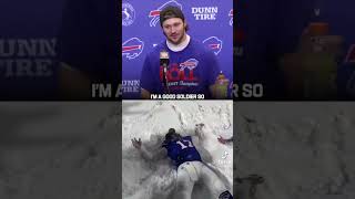 Josh Allen and coach building snow angels nfl shorts [upl. by Dunstan]