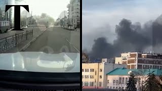 Moment Ukrainian shelling hits Russias Belgorod [upl. by Esereht]