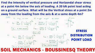 Numerical in Stress Distribution in Soils l Boussinesqs Equation for point load Problem [upl. by Partan]