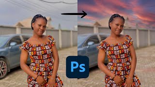 Simple Way to Change Sky Color in Photoshop  Photoshop for Beginners [upl. by Auqinihs]