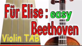 Für Elise  Beethoven  Easy Violin  Play Along Tab Tutorial [upl. by Nellak]