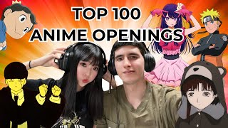 REACTING TO THE TOP 100 ANIME OPENINGS OF ALL TIME  NON ANIME FAN REACTS [upl. by Llenahs]