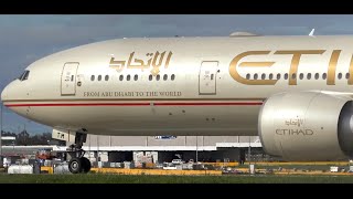 Etihad Airways Boeing 777300ER ● Landing amp Takeoff at Melbourne Airport [upl. by Ynafets]