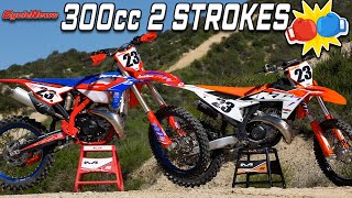 Beta 300 RX vs KTM 300 SX 💨 300cc 2 Stroke Showdown  Cycle News [upl. by Enail]