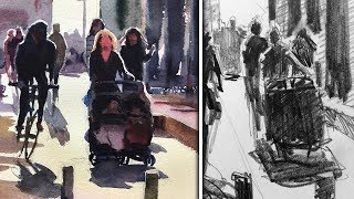 People in Watercolor  From Sketch to Painting  Narrated Demonstration [upl. by Eltsirk]