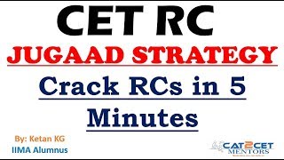 CET RC JUGAAD STRATEGY  Crack RCs in less than 5 minutes  Expected CET RC Level  Patent Question [upl. by Jean-Claude331]