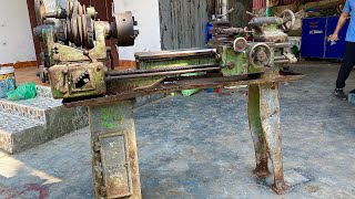 Full restoration of antique American JUNIO lathe  Restore and repair old JUNIOR lathe [upl. by Sualkin]