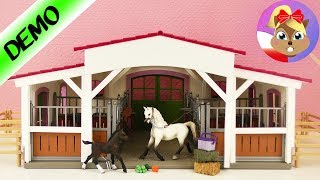 Budowa stadniny od Schleich  HORSE CLUB stadnina z jeźdźcem koniem źrebakiem  Unboxing Demo [upl. by Ahtrim806]