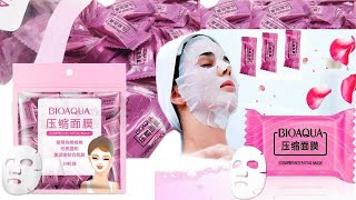 Bioaqua Compressed Facial Mask Review Toffee Mask Review  Tablet Mask Review [upl. by Bagley]