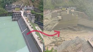 DAM Destroyed Millions of Tons Flooded Sikkim India Teesta river and Chungthang dam [upl. by Wende]