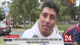 Taxista que chocó su vehículo contra grúa tras ser intervenido cuenta con cuatro papeletas [upl. by Siurad569]