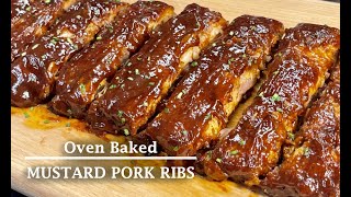 Oven Baked Pork Ribs Recipe  Oven Baked Mustard Pork Ribs [upl. by Tenney201]