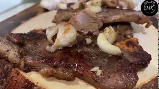 TBone Steak Pan Seared Butter Basted Cooked To Perfection  Cook With MK [upl. by Yrrol]