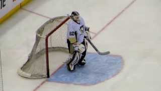 Vokoun and Fleury during pregame warmup at the Penguins  Senators hockey game Part 1 [upl. by Ardnot]