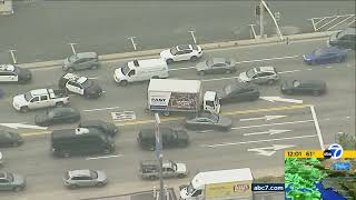 FULL CHASE LAPD tracking driver in stolen box truck along PCH in Malibu [upl. by Cyprian]