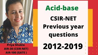 Acid Base previous year questions CSIRNET  20122019  GATE IITJAM [upl. by Aieki668]