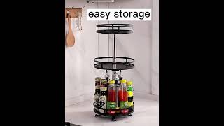 3 Tier Height Adjustable Rotating Organizer rack Layer Spice Rack for Cabinets Kitchen Bathroom [upl. by Anaes]