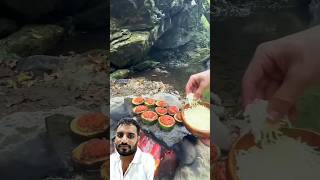 cooking zucchini ring kebab on natural stonegreensreen sortvideo greensortviral [upl. by Yssirc]