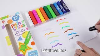 TBC The Best Crafts Paint Sticks12 Classic Colors Washable Paint Review [upl. by Ecirad]