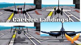 GeoFS Flight Sim Naval Ops Arrested landings of all aircraft with hook [upl. by Adaha]