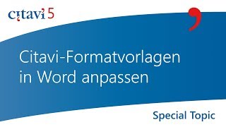 Formatvorlagen anpassen die von Citavis Word AddIn verwendet werden [upl. by Nikki577]