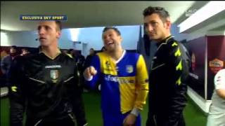 Totti e Cassano sotto il tunnel prima di Roma Parma [upl. by Ecinrahs121]