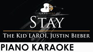 The Kid LAROI Justin Bieber  Stay  Slower Piano Karaoke Instrumental Cover with Lyrics [upl. by Hallie]