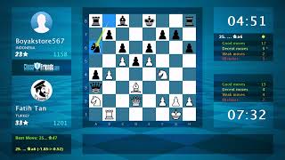 Chess Game Analysis Fatih Tan  Boyakstore567 10 By ChessFriendscom [upl. by Nitin]