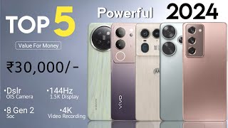 Top 5 Mobile Phones Under 30000 August 2024  SD 8 Gen 2  144Hz  OIS with 4K [upl. by Aisanahta]