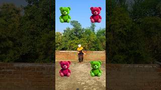 Green amp pink teddy bear to monkey dog cat funny magical vfx video shortsvideo catvideos [upl. by Keppel]