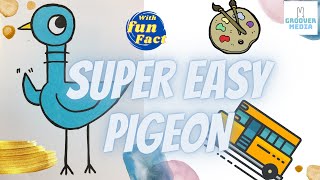 How to draw Pigeon  With fun facts Mo Willems Easy Tutorial [upl. by Omor]