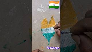 😱 I drew the national flag with paint on the leaves of the khamalu tree shots reels viral [upl. by Aicia]