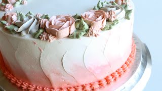 Whipped Cream Rose Cake Tutorial [upl. by Ennovart]