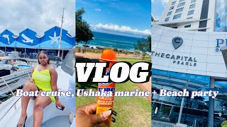 travelvlog Birthday Trip to DBN Umhlanga Rocks Boat cruise Beach Party Ushaka marine [upl. by Nahamas]