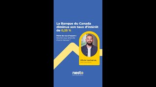 La Banque du Canada a réduit le taux dintérêt directeur à 425 [upl. by Latvina]