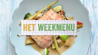 Het Weekmenu 2  Zalm in rode curry met limoengras  Steffi Vertriest [upl. by Christoffer313]