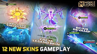 12 NEW SKINS GAMEPLAY  FREYA LEGEND  LAPULAPU COLLECTOR  BRUNO STARLIGHT  MARTIS ZODIAC REVAMP [upl. by Eniluap]