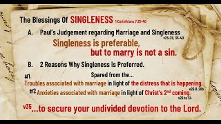 The Blessings of Singleness Sunday Service 26 May 2024 [upl. by Terrijo]