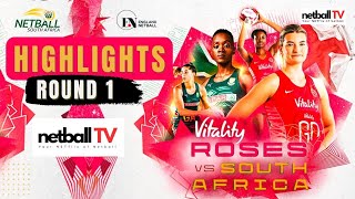 England Roses vs South Africa Netball Vitality International Series Game 1 First Half Highlights [upl. by Hazlett]