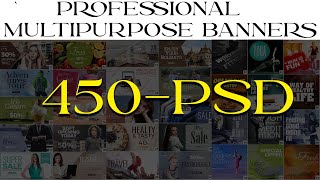 450 Professional Multipurpose Banners Templates Download In PSD Files English Photoshop Tutorial [upl. by Nnayllas522]