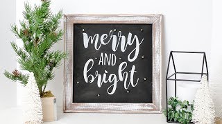 DIY Farmhouse Christmas Reverse Canvas Sign with Fairy Lights  Simply Dovie [upl. by Burra878]