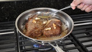 How To Make Pan Seared ButterBasted Steak at Home [upl. by Colman]