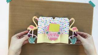 How to Make a Flamingo FoldaLong™ Card  Sizzix [upl. by Nefets]