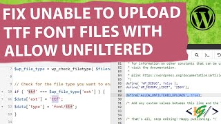 How to Fix Unable to Upload TrueType Font File even Added ALLOW UNFILTERED UPLOADS in WordPress ttf [upl. by Raasch]