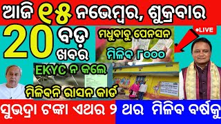 today morning News Odisha 15 November 2024subhadra yojana online apply odianews subhadratanka [upl. by Forkey]