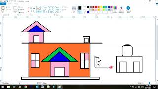 How to draw Home  House on computer  Simple Home Drawing on computer using Ms Paint Easily [upl. by Anisirhc]